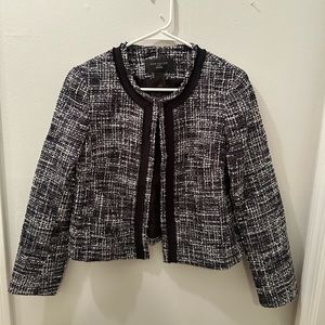 Ann Taylor Black & White Woven Blazer - 6P
